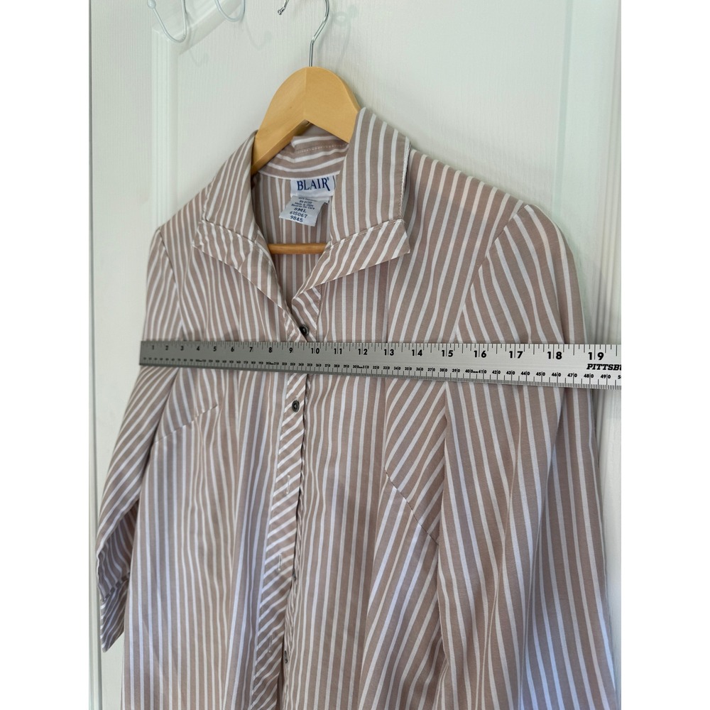 Blair Stripe Button‎ Front Shirt Women's Small Roll Tab Career Coastal Classic - Picture 9 of 9
